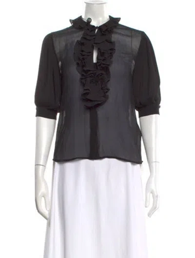 Pre-owned Givenchy Silk Three-quarter Sleeve Blouse In Black