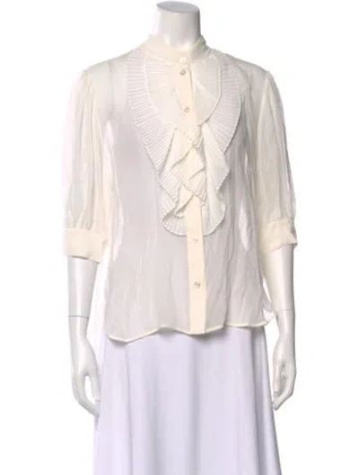 Pre-owned Givenchy Silk Three-quarter Sleeve Blouse In Neutral