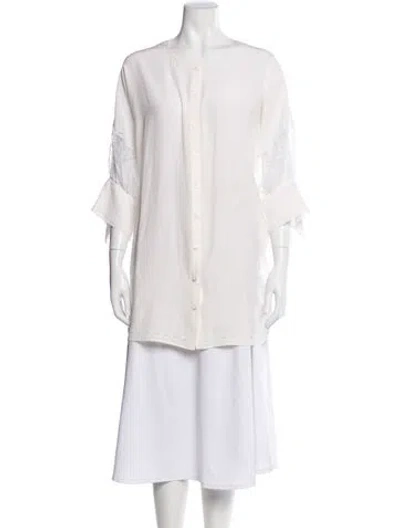 Pre-owned Givenchy Silk Three-quarter Sleeve Blouse In Neutral
