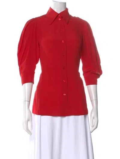 Pre-owned Givenchy Silk Three-quarter Sleeve Blouse In Red