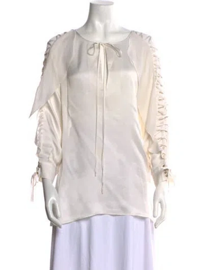 Pre-owned Givenchy Silk Tie Neck Blouse In Neutral