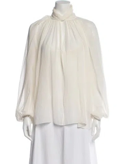 Pre-owned Givenchy Silk Tie Neck Blouse In Neutral