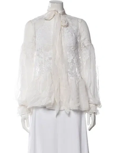 Pre-owned Givenchy Silk Tie Neck Blouse In Neutral