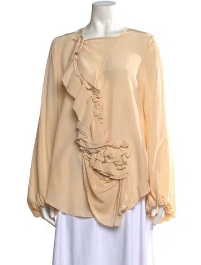 Pre-owned Givenchy Silk Tie Neck Blouse In Neutrals