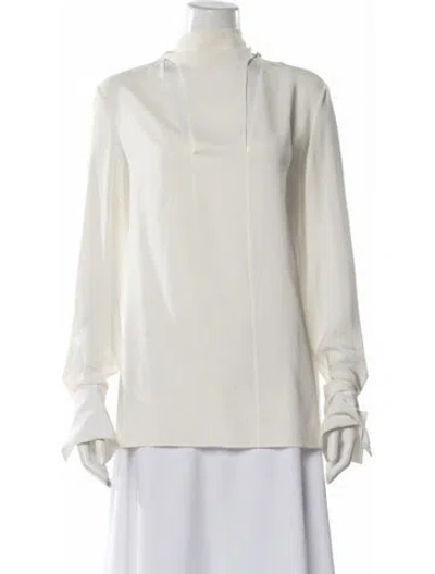 Pre-owned Givenchy Silk Tie Neck Blouse In White