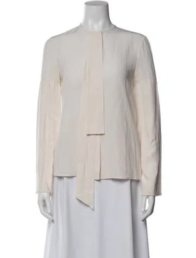 Pre-owned Givenchy Silk Tie Neck Blouse In White
