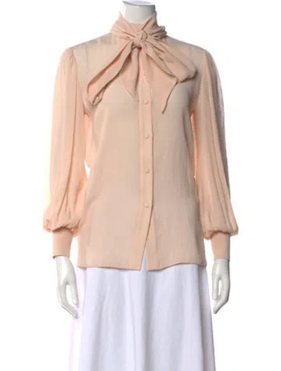 Pre-owned Givenchy Silk Tie Neck Sweater In Neutrals