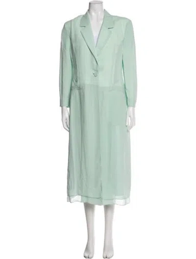 Pre-owned Givenchy Silk Trench Coat In Green