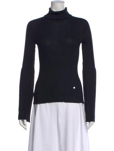 Pre-owned Givenchy Silk Turtleneck Sweater In Black