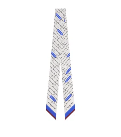 Givenchy Silk Twill Signature Scarf In Blue