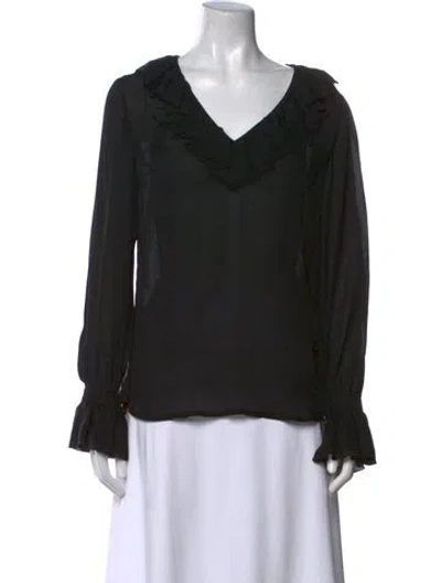 Pre-owned Givenchy Silk V-neck Blouse In Black