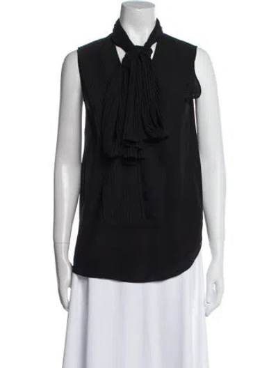 Pre-owned Givenchy Silk V-neck Blouse In Black