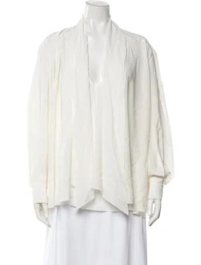Pre-owned Givenchy Silk V-neck Blouse In White