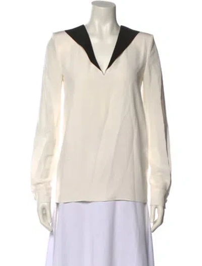 Pre-owned Givenchy Silk V-neck Blouse In White