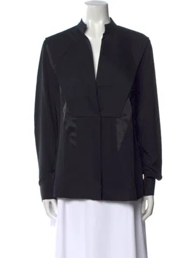 Pre-owned Givenchy Silk V-neck Button-up Top In Black