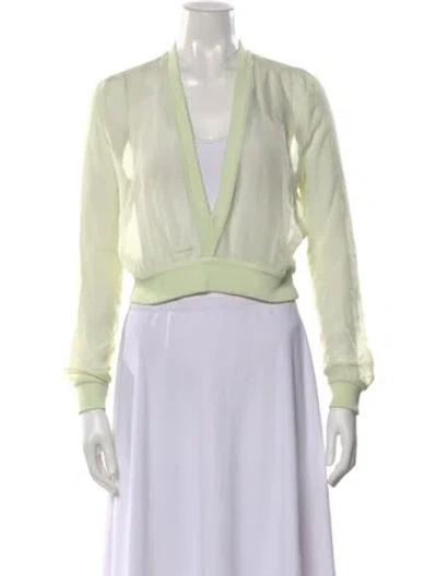 Pre-owned Givenchy Silk V-neck Crop Top In Green