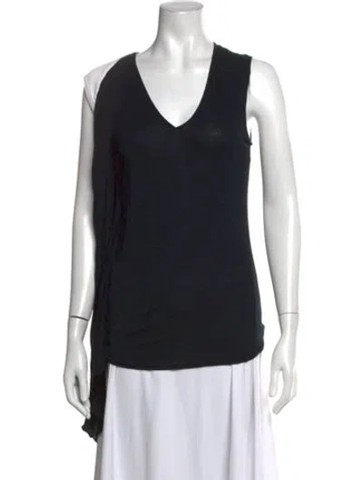 Pre-owned Givenchy Silk V-neck Top In Black