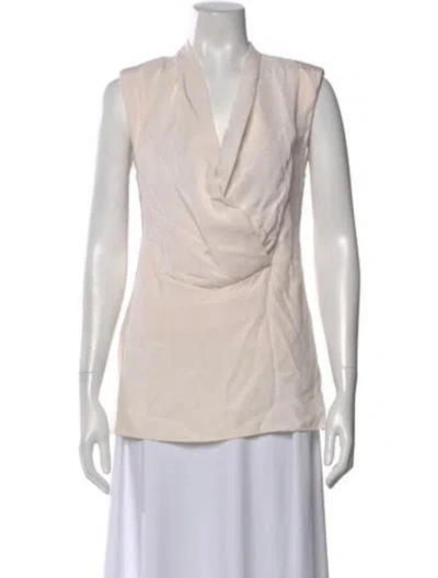 Pre-owned Givenchy Silk V-neck Top In Neutral