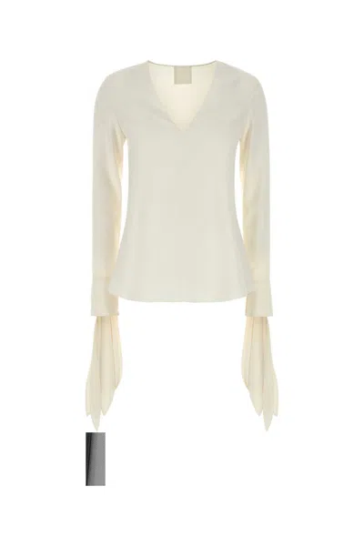 GIVENCHY GIVENCHY SILK V-NECK WITH DRAPED CUFFS SHIRT