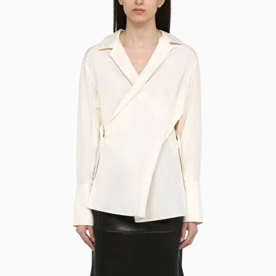 Givenchy Silk Wrap-around Ecru Shirt Women In Cream