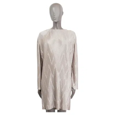 Pre-owned Givenchy Silver 2019 Zigzag Plisse Pleated Cocktail Dress 36 Xs