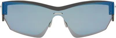 Givenchy Silver Giv Cut Sunglasses In Shiny Palladium/blu