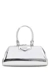 Givenchy Small Antigona East-west Laminated Leather Handbag In Silver