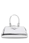 Givenchy Small Antigona East-west Laminated Leather Handbag In Silver