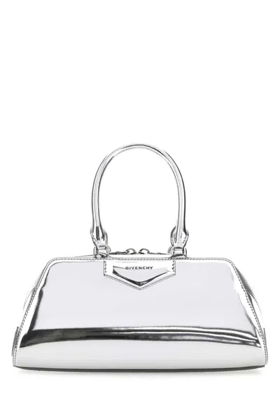 GIVENCHY SILVER LEATHER SMALL ANTIGONA EAST-WEST HANDBAG
