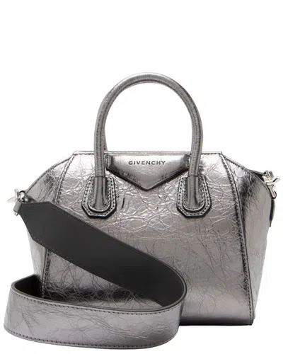 Pre-owned Givenchy Silver Metallic Lambskin Antigona Toy Satchel (authentic Pre-loved)