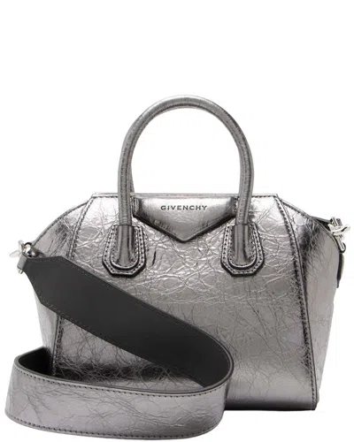 Pre-owned Givenchy Silver Metallic Laminated Lambskin Antigona Toy Satchel (authentic  Pre-loved)