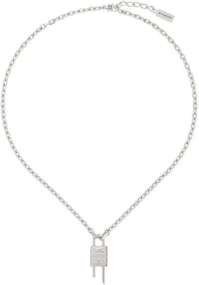 Givenchy Silver Mini Lock Necklace In Metallic