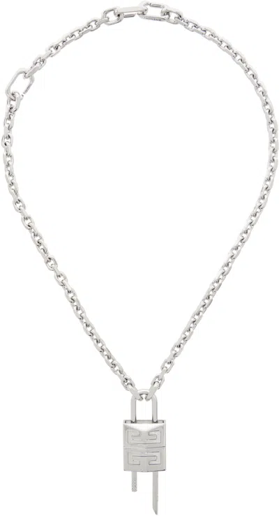 Givenchy Silver Small Lock Necklace In Metallic