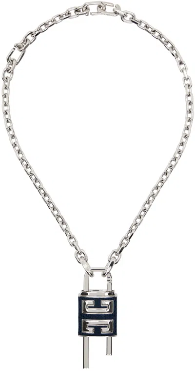 Givenchy Silver Small Lock Necklace In Metallic