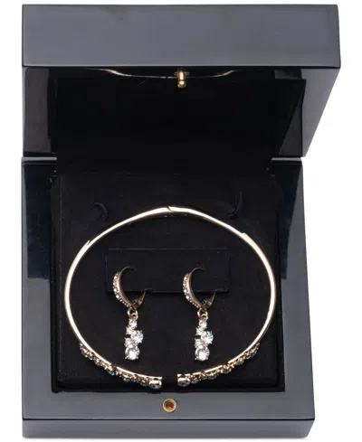 Givenchy Silver-tone 2-pc. Set Stone Scatter Cluster Cuff Bangle Bracelet & Matching Drop Earrings In White