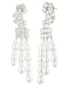 Givenchy Silver-tone Crystal & Imitation Pearl Chandelier Earrings In White