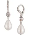 Givenchy Silver-tone Crystal & Imitation Pearl Double Drop Earrings In Silver
