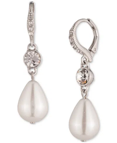 Givenchy Silver-tone Crystal & Imitation Pearl Double Drop Earrings