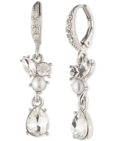 Givenchy Silver-tone Crystal & Imitation Pearl Double Drop Earrings