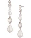 Givenchy Silver-tone Crystal & Imitation Pearl Linear Drop Earrings In Silver