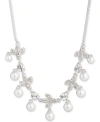 GIVENCHY SILVER-TONE CRYSTAL & IMITATION PEARL STATEMENT NECKLACE, 16" + 3" EXTENDER