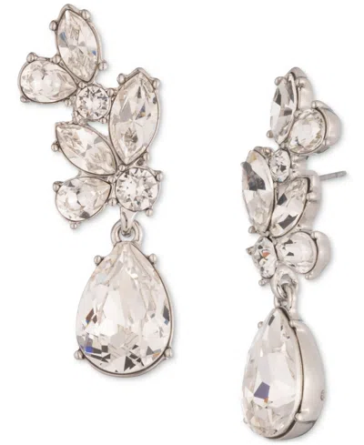Givenchy Silver-tone Crystal Cluster Drop Earrings In Crystal,silver
