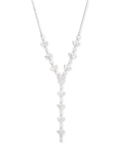 Givenchy Silver-tone Crystal Cubic Zirconia Lariat Necklace, 16" + 3" Extender In White