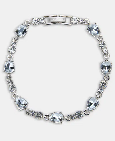 Givenchy Silver Tone Crystal Drama Open Flex Bracelet In Metallic