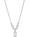 Givenchy Silver-tone Crystal Lariat Necklace, 16" + 3" Extender
