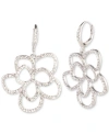 GIVENCHY SILVER-TONE CRYSTAL OPEN FLORAL DROP EARRINGS