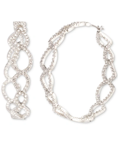 Givenchy Silver-tone Crystal Open Hoop Earrings, 1-3/4" In White