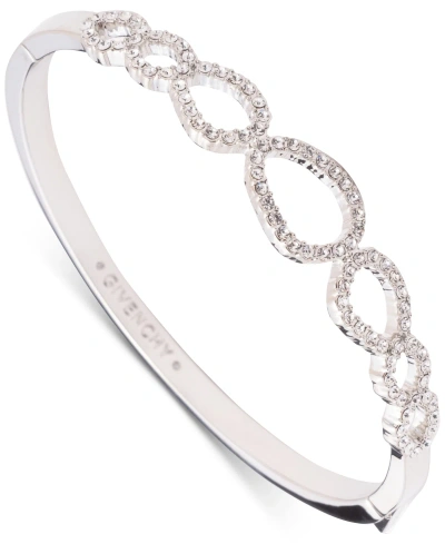 Givenchy Silver-tone Crystal Open Link Bangle Bracelet In White