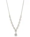 Givenchy Silver-tone Mixed Cubic Zirconia Lariat Necklace, 16" + 3" Extender In Crystal White