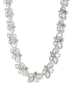 GIVENCHY SILVER-TONE CRYSTAL PETAL ALL-AROUND COLLAR NECKLACE, 16" + 3" EXTENDER